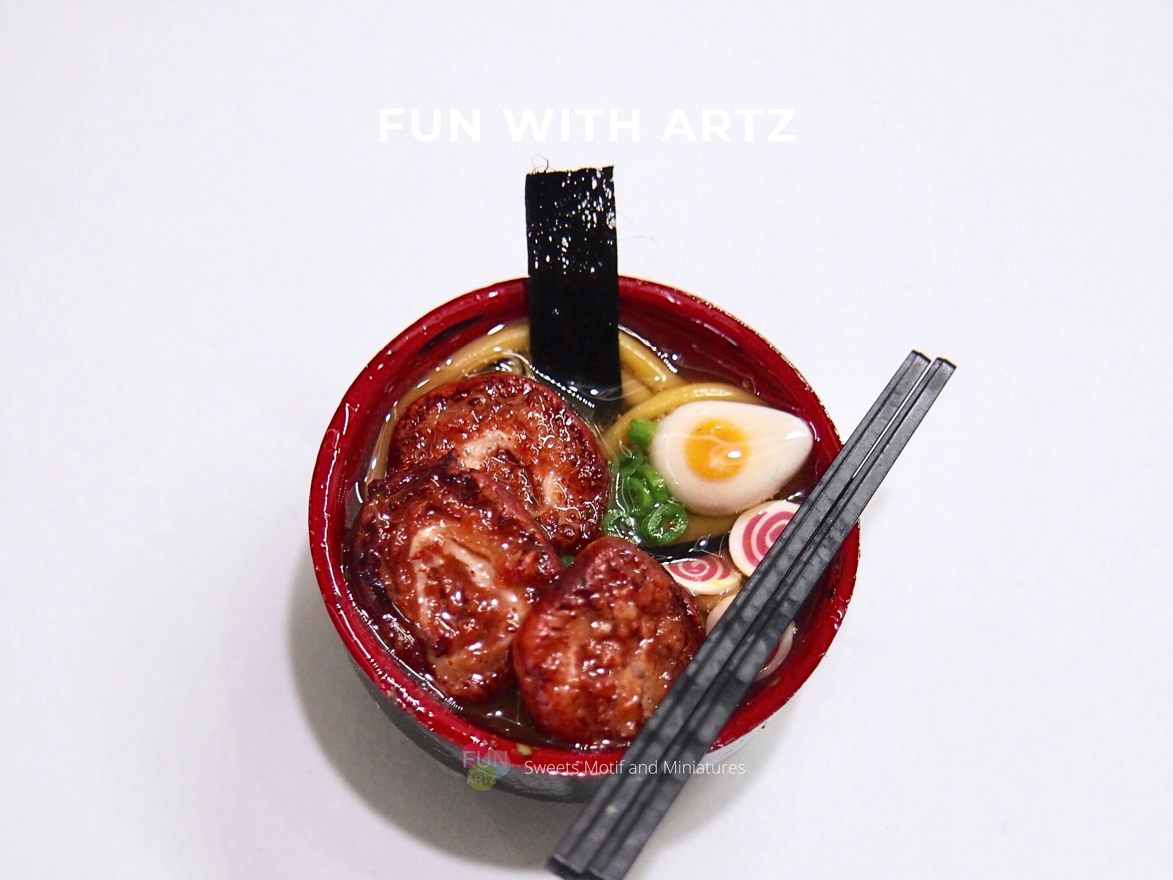 Miniature clay ramen bowl crafted during a corporate team building workshop by Fun With Art in Singapore, showcasing hands-on creativity and group bonding through art